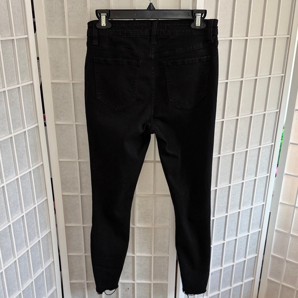 Eunina Clara High Rise Skinny Crop Black Distressed Jeans Size 7 - Picture 6 of 7